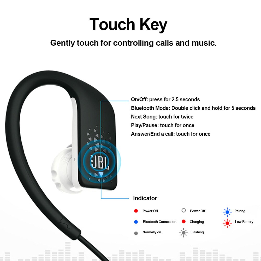 JBL Grip 500 Wireless Bluetooth Earphone Sports Headphone Headset Bass Sound Earbuds Touch Control Sweatproof Handsfree 4