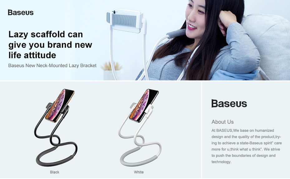 baseus new neck mounted lazy bracket hands free phone holder 1 2