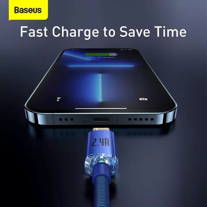baseus crystal shine series 2 4a fast charging usb to ip data cable 4