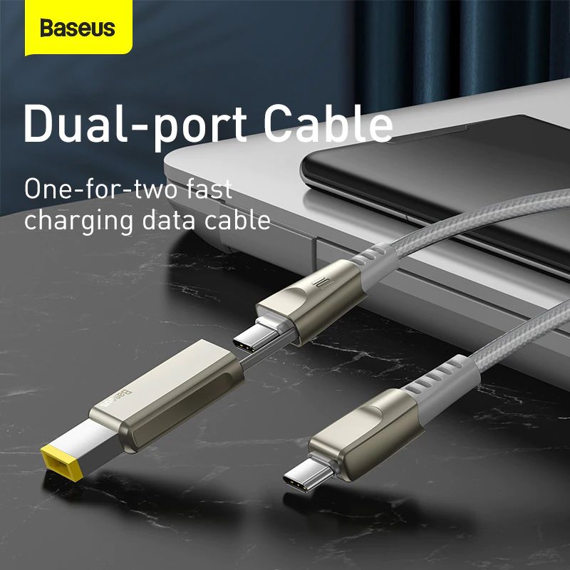 baseus flash series one for two cable with square head type c to cdc 100w for laptop and phones 4