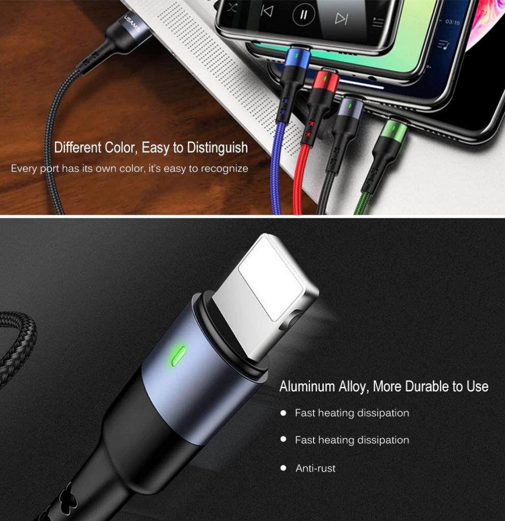 usams u26 4in1 braided charging cable 1